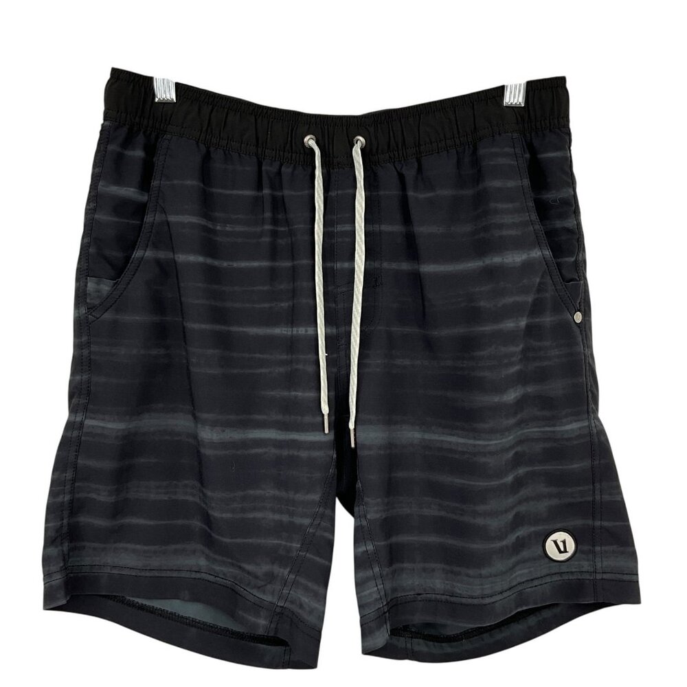 Vuori Kore Shorts Mens Waist 30 / Small Black Gray Striped Lined Drawstring